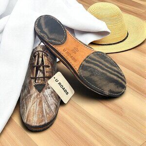 New U Roads Women`s Size 7 1/2 Leather Bronze/Silver